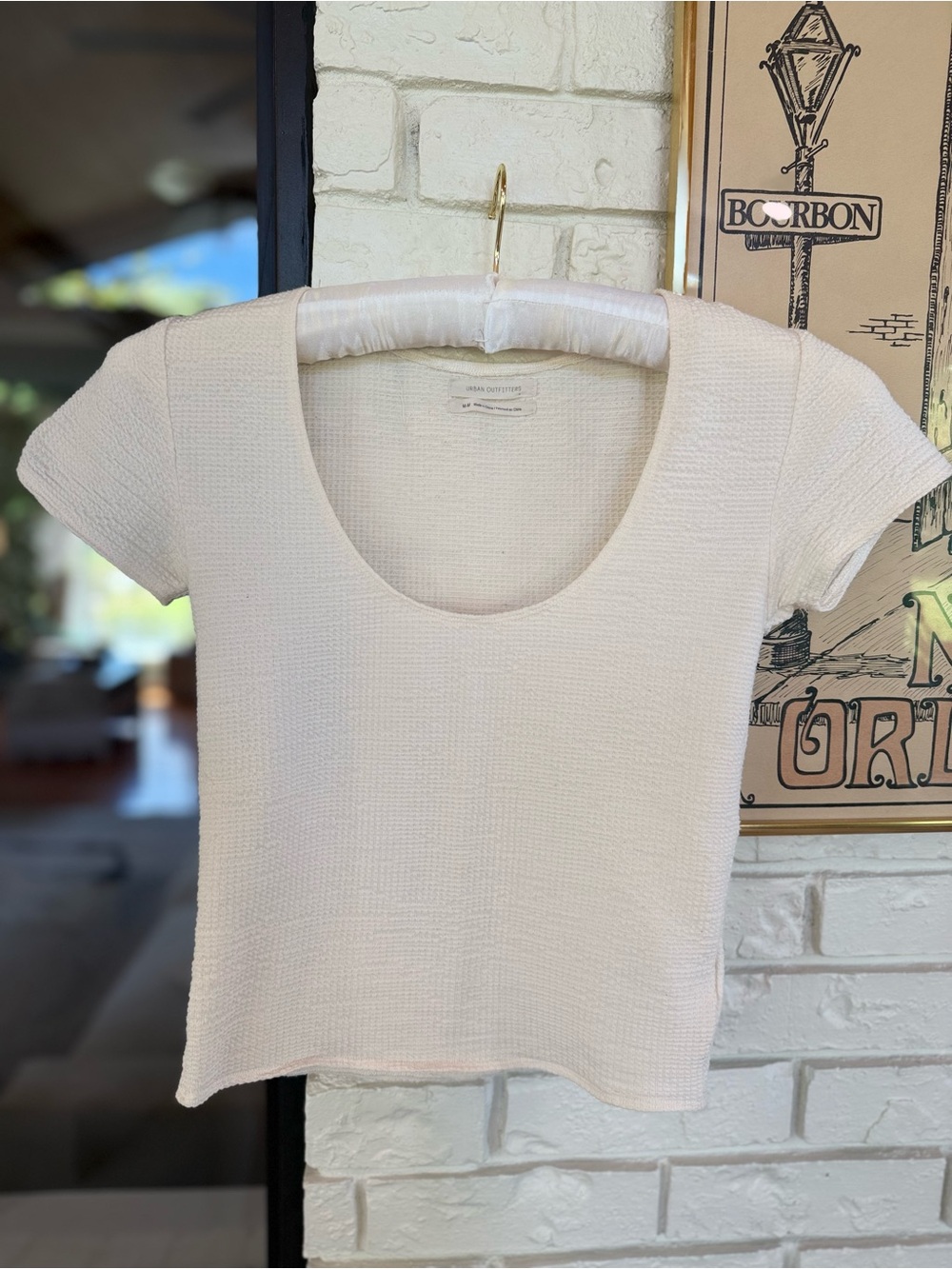 Urban Outfitters Cali Shrunken Scoop Neck Tee - Ivory Medium